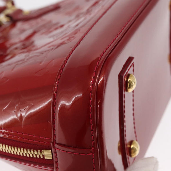 LOUIS VUITTON Vernis Rayure Alma BB Bag 2way Pomme D'amour M91593 LV Auth 171554A