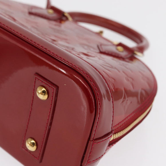 LOUIS VUITTON Vernis Rayure Alma BB Bag 2way Pomme D'amour M91593 LV Auth 171554A