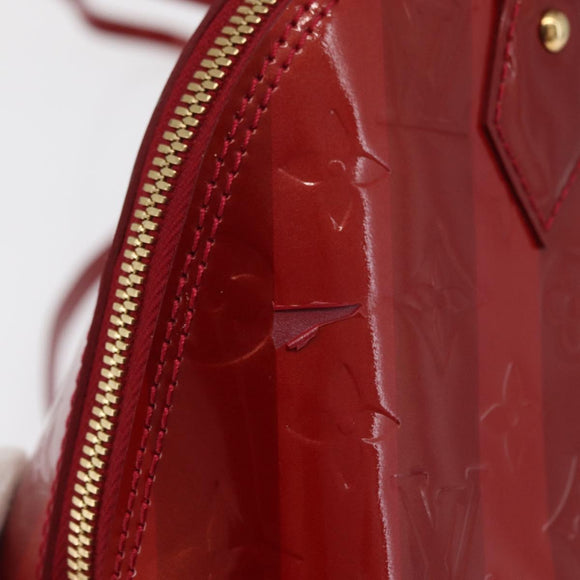 LOUIS VUITTON Vernis Rayure Alma BB Bag 2way Pomme D'amour M91593 LV Auth 171554A