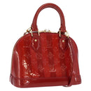 LOUIS VUITTON Vernis Rayure Alma BB Bag 2way Pomme D'amour M91593 LV Auth 171554A-1