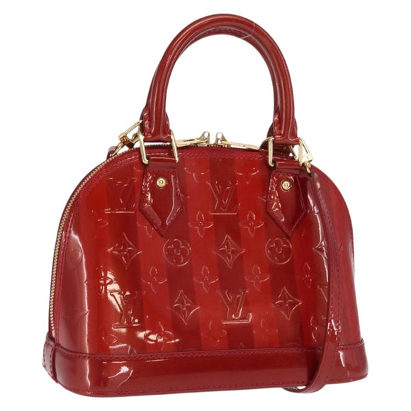 LOUIS VUITTON Vernis Rayure Alma BB Bag 2way Pomme D'amour M91593 LV Auth 171554A