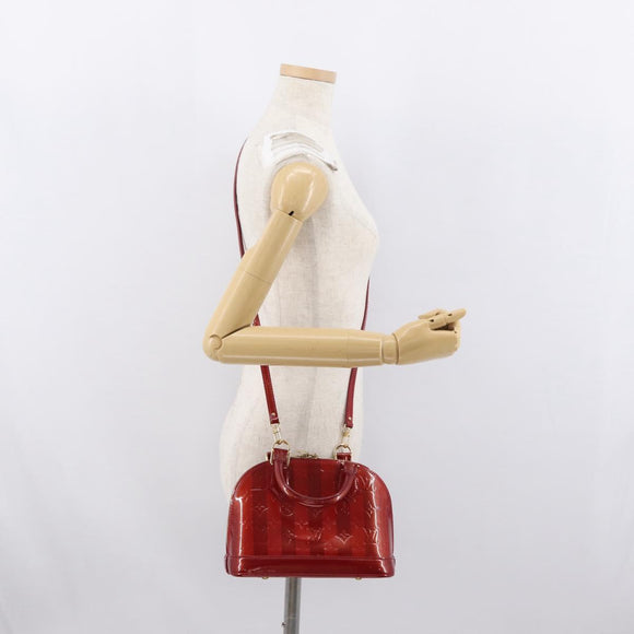 LOUIS VUITTON Vernis Rayure Alma BB Bag 2way Pomme D'amour M91593 LV Auth 171554A