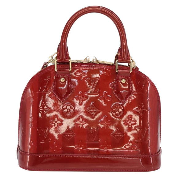 LOUIS VUITTON Vernis Rayure Alma BB Bag 2way Pomme D'amour M91593 LV Auth 171554A
