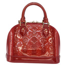 LOUIS VUITTON Vernis Rayure Alma BB Bag 2way Pomme D'amour M91593 LV Auth 171554A-2