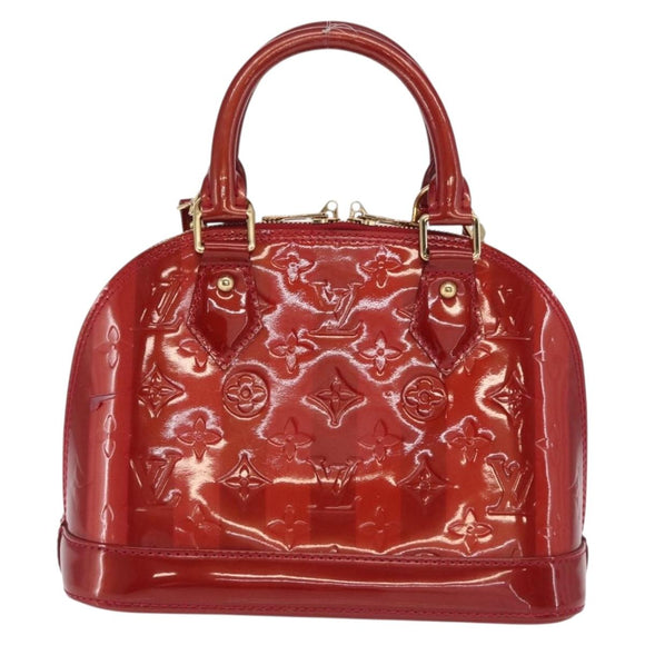 LOUIS VUITTON Vernis Rayure Alma BB Bag 2way Pomme D'amour M91593 LV Auth 171554A