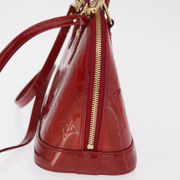 LOUIS VUITTON Vernis Rayure Alma BB Bag 2way Pomme D'amour M91593 LV Auth 171554A