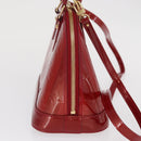 LOUIS VUITTON Vernis Rayure Alma BB Bag 2way Pomme D'amour M91593 LV Auth 171554A-4