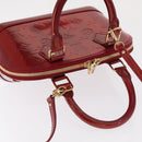 LOUIS VUITTON Vernis Rayure Alma BB Bag 2way Pomme D'amour M91593 LV Auth 171554A-6
