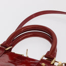 LOUIS VUITTON Vernis Rayure Alma BB Bag 2way Pomme D'amour M91593 LV Auth 171554A-14