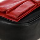 PRADA lint Schoudertas Leer Zwart Rood goud Auth 171555V-15
