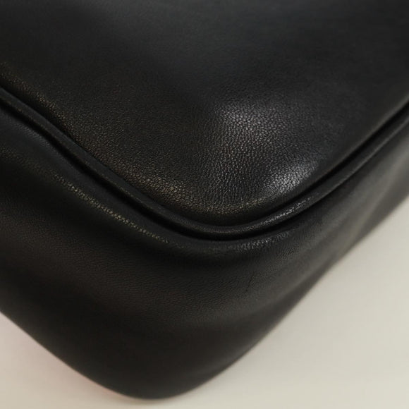PRADA lint Schoudertas Leer Zwart Rood goud Auth 171555V