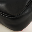 PRADA lint Schoudertas Leer Zwart Rood goud Auth 171555V-18