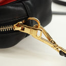 PRADA lint Schoudertas Leer Zwart Rood goud Auth 171555V-20