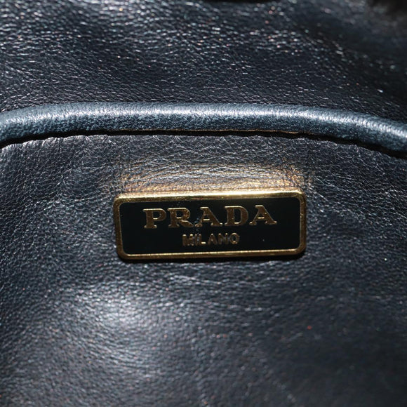 PRADA lint Schoudertas Leer Zwart Rood goud Auth 171555V