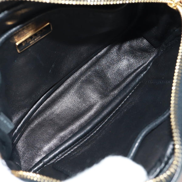 PRADA lint Schoudertas Leer Zwart Rood goud Auth 171555V