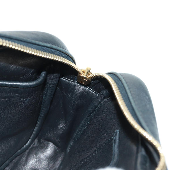 PRADA lint Schoudertas Leer Zwart Rood goud Auth 171555V