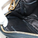 PRADA lint Schoudertas Leer Zwart Rood goud Auth 171555V-23