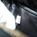 PRADA lint Schoudertas Leer Zwart Rood goud Auth 171555V-10