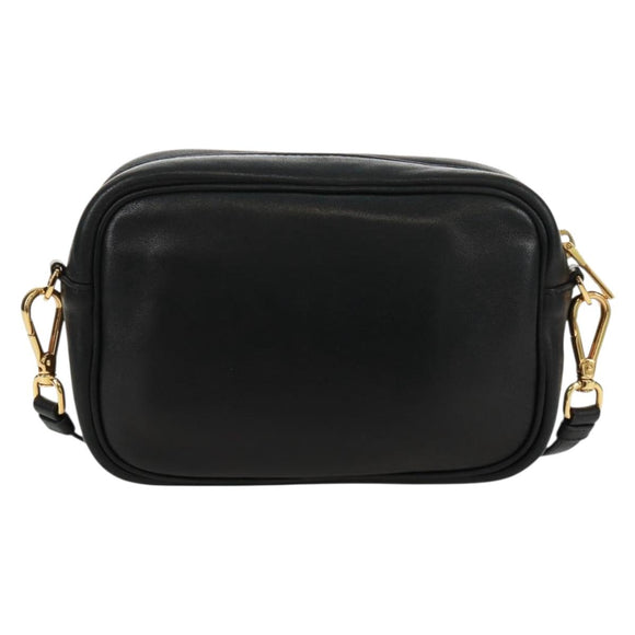 PRADA lint Schoudertas Leer Zwart Rood goud Auth 171555V