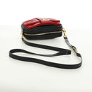 PRADA lint Schoudertas Leer Zwart Rood goud Auth 171555V-7
