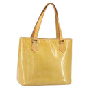 LOUIS VUITTON Monogram Vernis Houston Hand Bag Beige M91004 LV Auth 171560-1