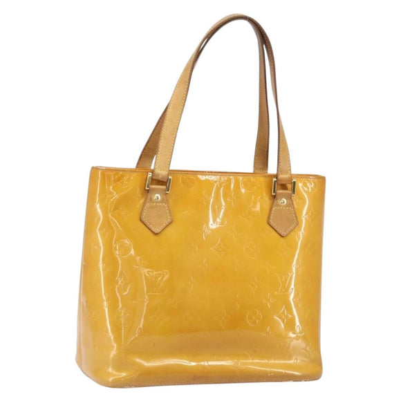 LOUIS VUITTON Monogram Vernis Houston Hand Bag Beige M91004 LV Auth 171561