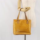 LOUIS VUITTON Monogram Vernis Houston Hand Bag Beige M91004 LV Auth 171561-27