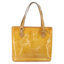 LOUIS VUITTON Monogram Vernis Houston Hand Bag Beige M91004 LV Auth 171561-2