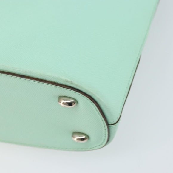 CELINE Circle Hand Bag Leather Green Silver Auth 171568