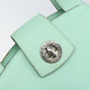 CELINE Circle Hand Bag Leather Green Silver Auth 171568-14