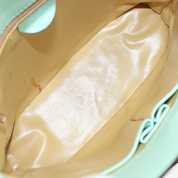 CELINE Circle Hand Bag Leather Green Silver Auth 171568