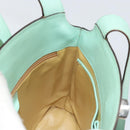 CELINE Circle Hand Bag Leather Green Silver Auth 171568-18