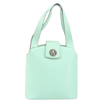 CELINE Circle Hand Bag Leather Green Silver Auth 171568 - 0