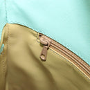 CELINE Circle Hand Bag Leather Green Silver Auth 171568-20