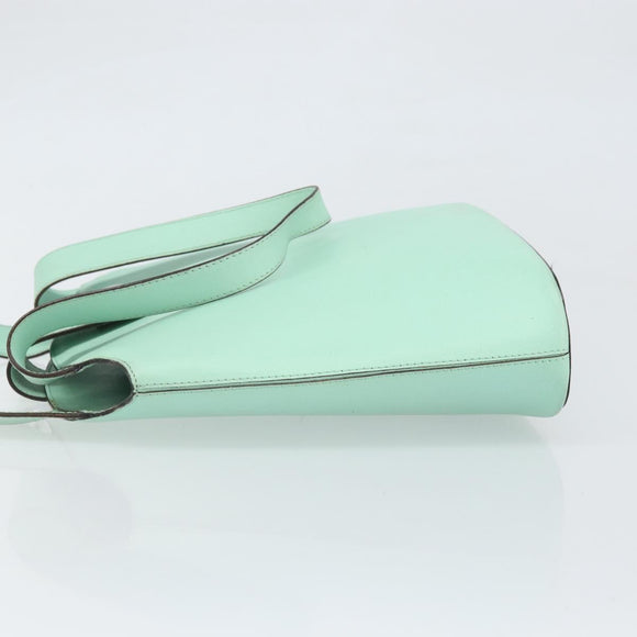 CELINE Circle Hand Bag Leather Green Silver Auth 171568