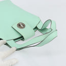 CELINE Circle Hand Bag Leather Green Silver Auth 171568-7