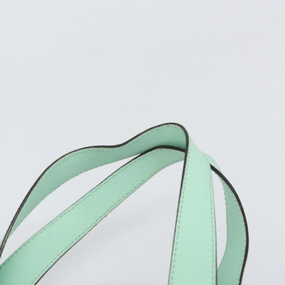 CELINE Circle Hand Bag Leather Green Silver Auth 171568