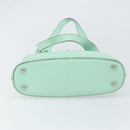 CELINE Circle Hand Bag Leather Green Silver Auth 171568-9