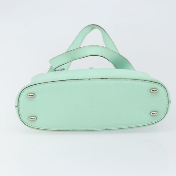 CELINE Circle Hand Bag Leather Green Silver Auth 171568