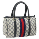 GUCCI GG Supreme Sherry Line Boston Bag PVC Navy Gold 010 47 301 Auth 171571-1