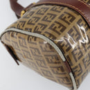 FENDI Zucchino Canvas Boston Bag Patent leather Brown Gold Auth 171572-11