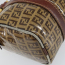 FENDI Zucchino Canvas Boston Bag Patent leather Brown Gold Auth 171572-13