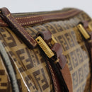 FENDI Zucchino Canvas Boston Bag Patent leather Brown Gold Auth 171572-15