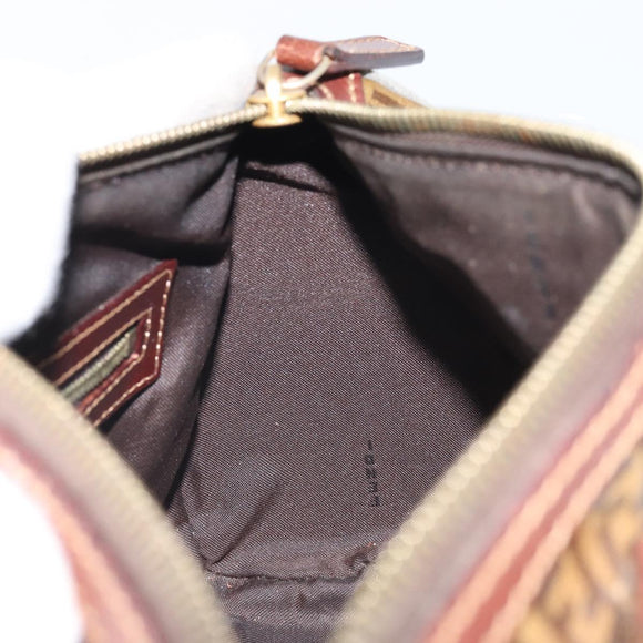 FENDI Zucchino Canvas Boston Bag Patent leather Brown Gold Auth 171572