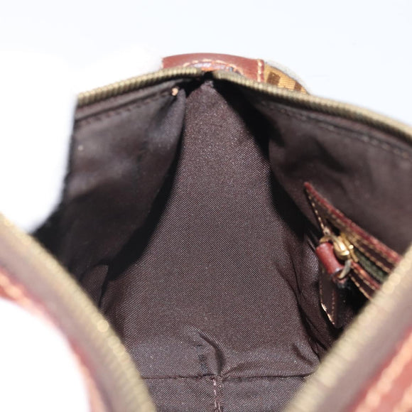 FENDI Zucchino Canvas Boston Bag Patent leather Brown Gold Auth 171572