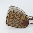 FENDI Zucchino Canvas Boston Bag Patent leather Brown Gold Auth 171572-4