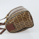 FENDI Zucchino Canvas Boston Bag Patent leather Brown Gold Auth 171572-5
