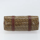 FENDI Zucchino Canvas Boston Bag Patent leather Brown Gold Auth 171572-9
