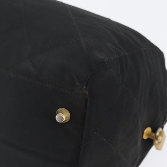 PRADA Chain Hand Bag Nylon Black Gold Auth 171579