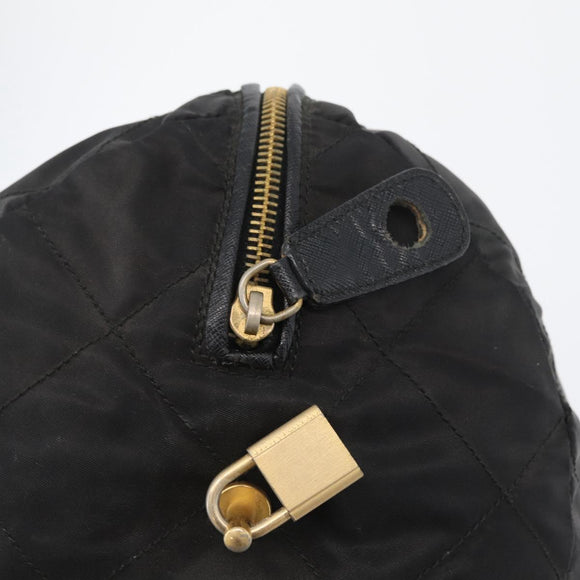 PRADA Chain Hand Bag Nylon Black Gold Auth 171579